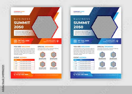 Abstract Business Summit Flyer Template Design Vector