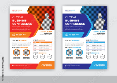 Abstract Global Business Conference And Event Flyer Template Design