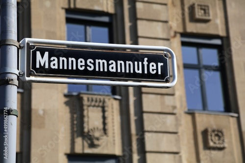 Dusseldorf city, Germany. Mannesmannufer city street sign.