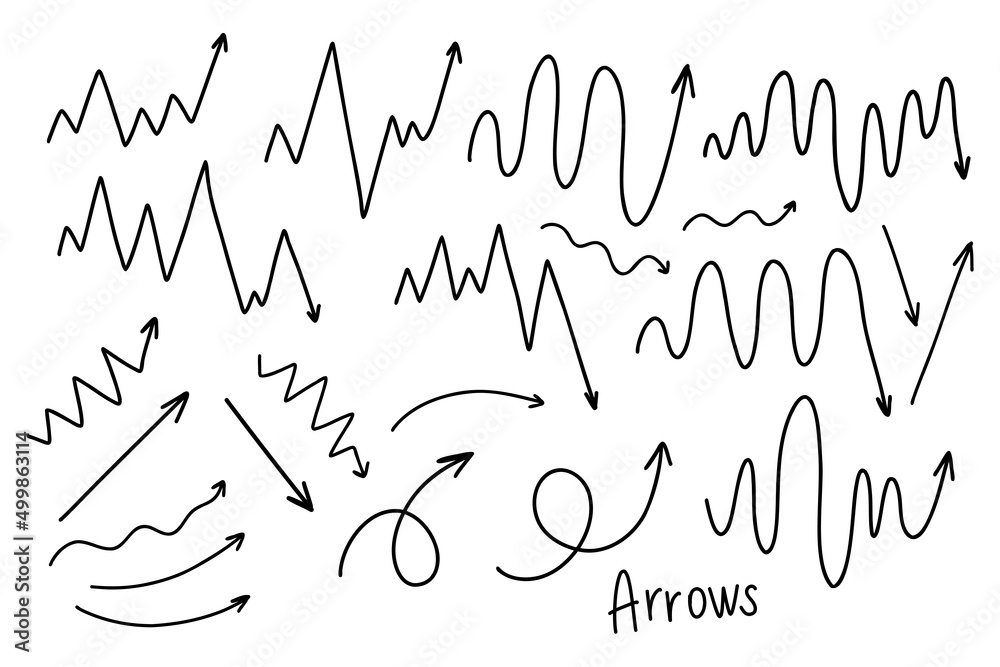 Different arrows and diagram doodle set, vector Different arrows and diagram doodle set, vector