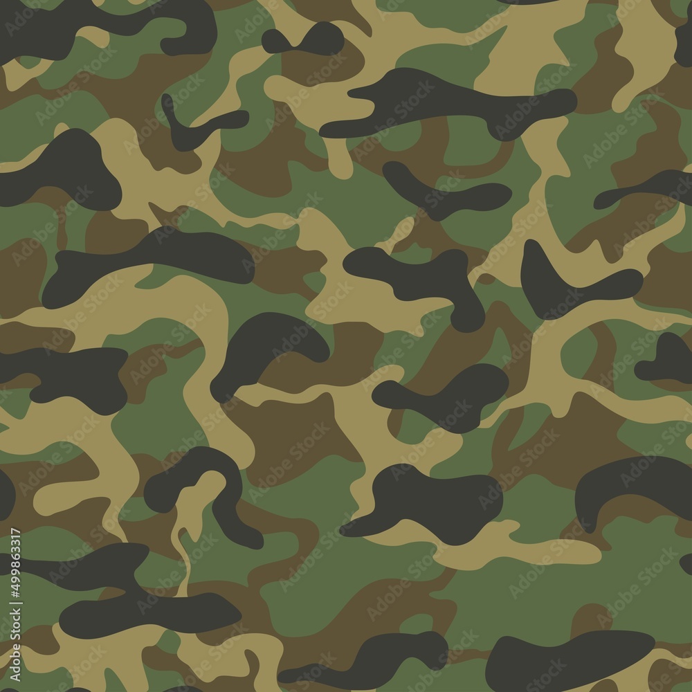 Fototapeta premium Seamless background camouflage vector pattern, military shape pattern, army design.