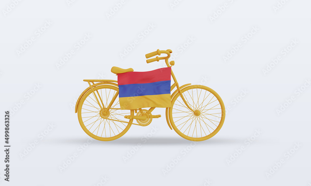 3d bycycle day Armenia flag rendering front view