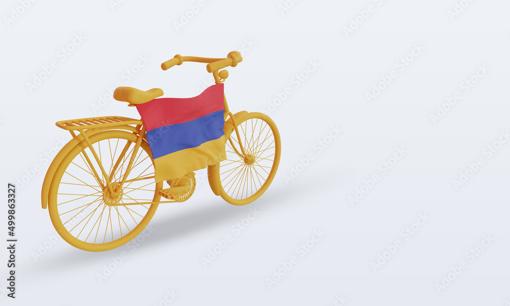 3d bycycle day Armenia flag rendering left view 3d bycycle day Armenia flag rendering left view
