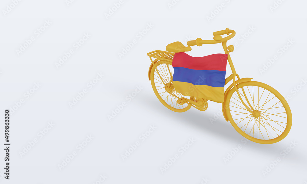 3d bycycle day Armenia flag rendering right view