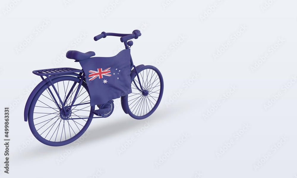 3d bycycle day Australia flag rendering left view