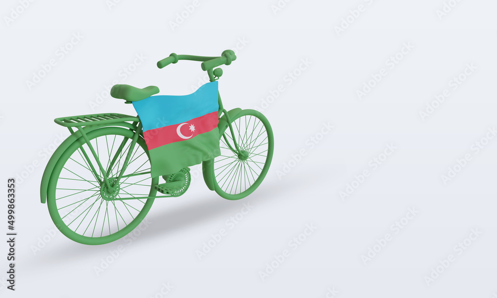 3d bycycle day Azerbaijan flag rendering left view