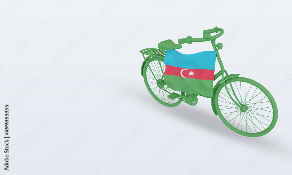 Fototapeta premium 3d bycycle day Azerbaijan flag rendering right view
