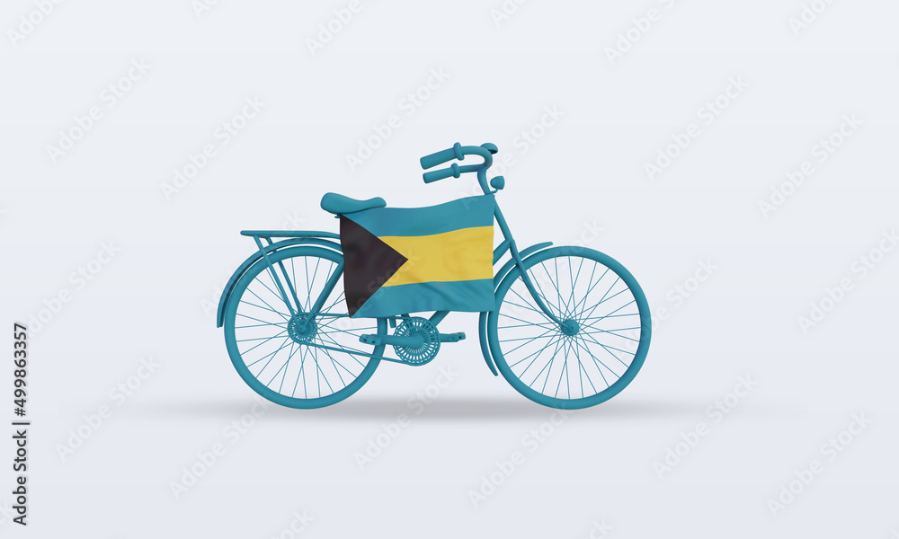 3d bycycle day Bahamas flag rendering front view 3d bycycle day Bahamas flag rendering front view