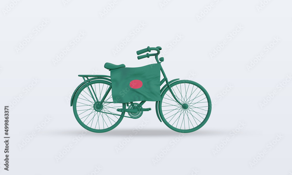 3d bycycle day Bangladesh flag rendering front view