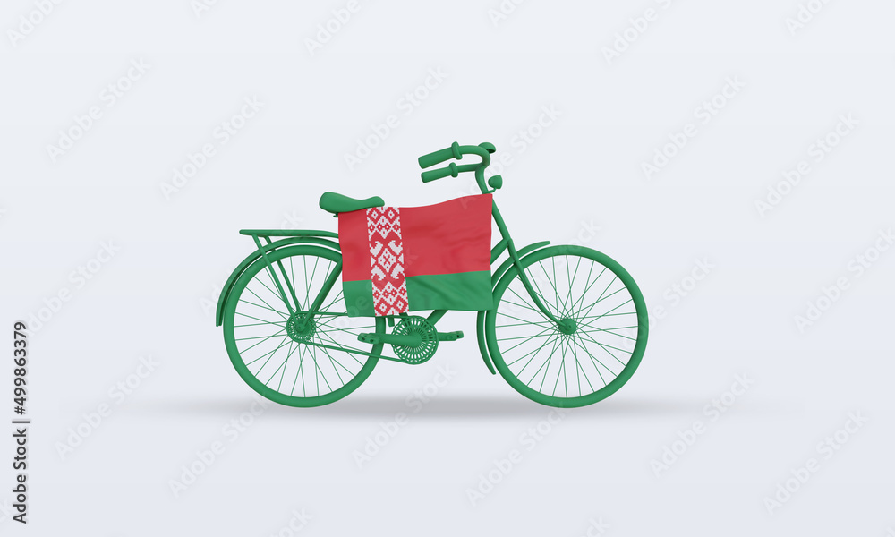 3d bycycle day Belarus flag rendering front view 3d bycycle day Belarus flag rendering front view