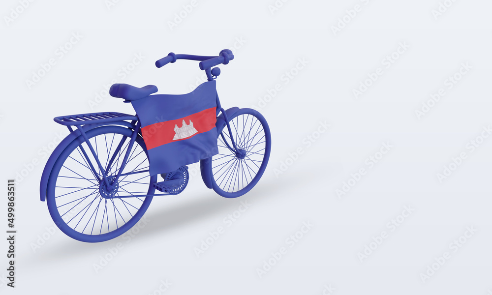 Fototapeta premium 3d bycycle day Cambodia flag rendering left view