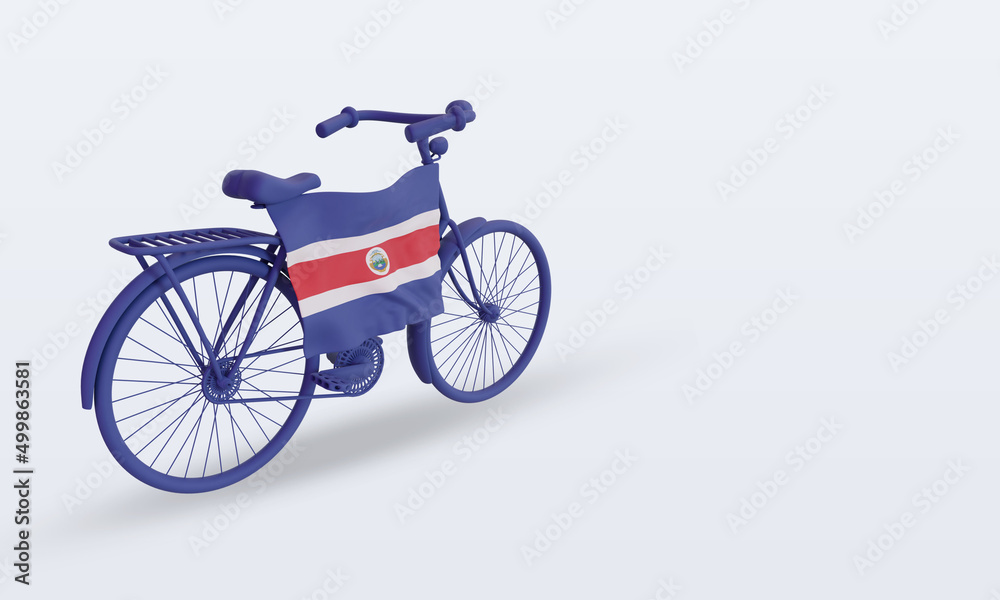 3d bycycle day Costa Rica flag rendering left view