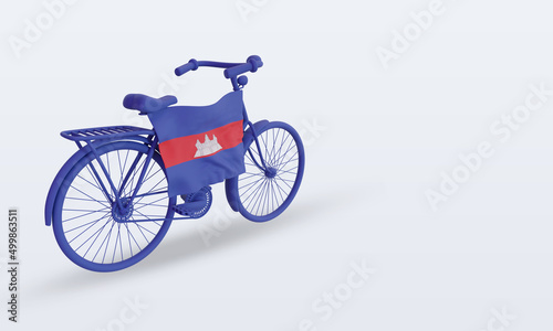 Fototapeta Naklejka Na Ścianę i Meble -  3d bycycle day Cambodia flag rendering left view