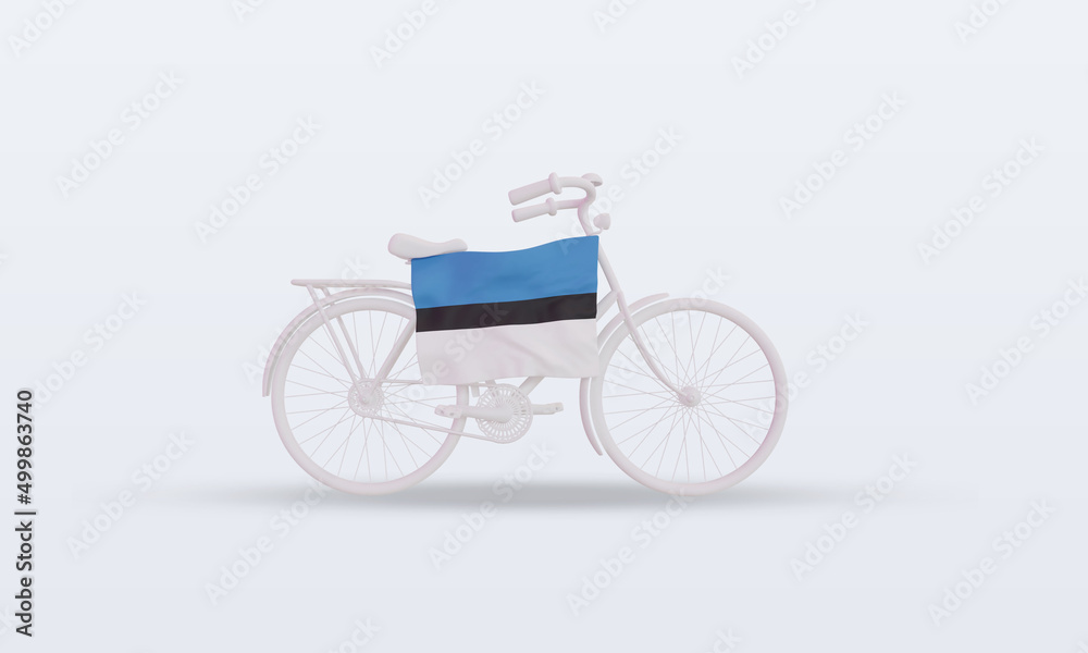 3d bycycle day Estonia flag rendering front view