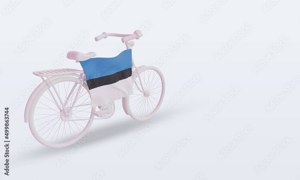 3d bycycle day Estonia flag rendering left view 3d bycycle day Estonia flag rendering left view