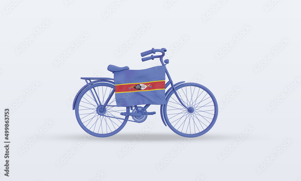 Fototapeta premium 3d bycycle day Eswatini flag rendering front view