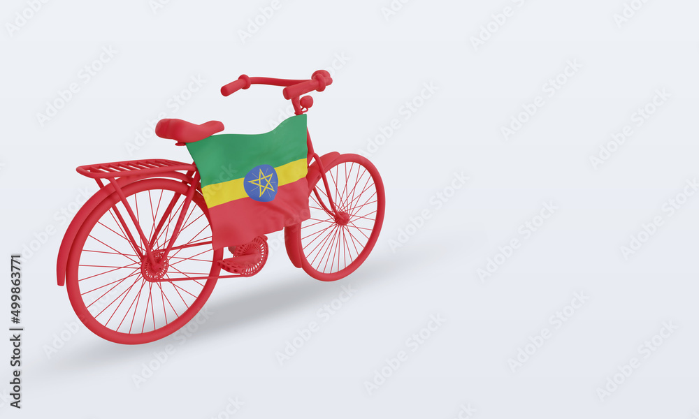 3d bycycle day Ethiopia flag rendering left view