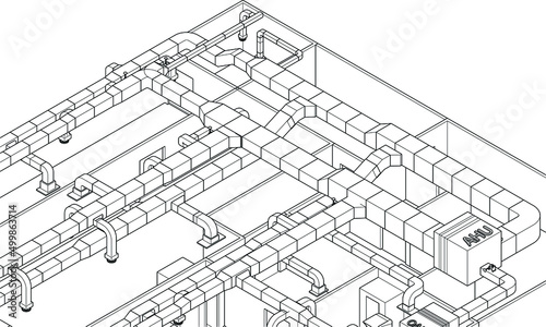 Wallpaper Mural illustration of BIM air ducts design 3d vector Torontodigital.ca