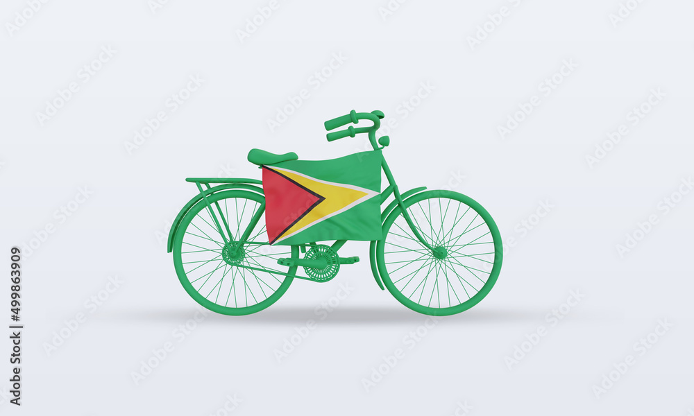 3d bycycle day Guyana flag rendering front view 3d bycycle day Guyana flag rendering front view