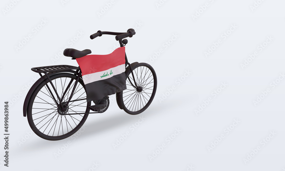 3d bycycle day Iraq flag rendering left view 3d bycycle day Iraq flag rendering left view