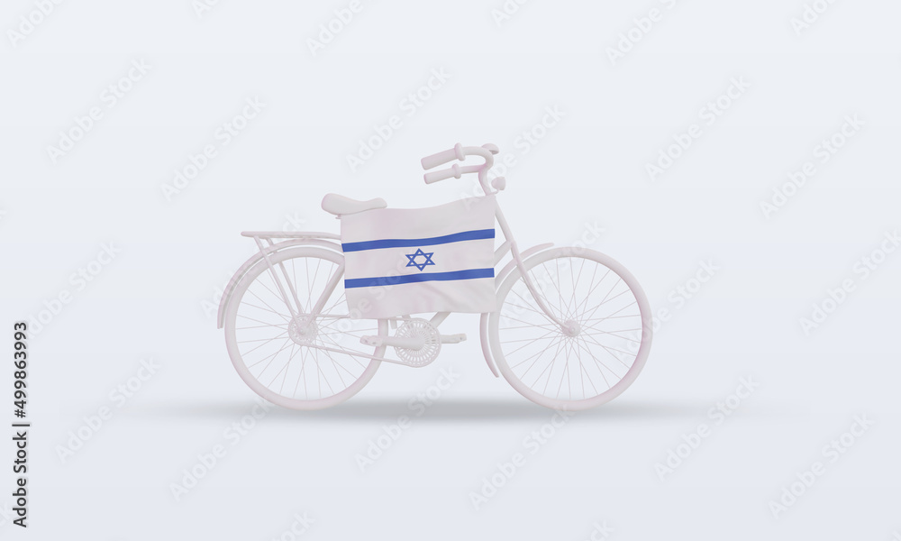 3d bycycle day Israel flag rendering front view 3d bycycle day Israel flag rendering front view