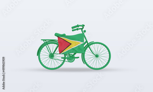 Fototapeta Naklejka Na Ścianę i Meble -  3d bycycle day Guyana flag rendering front view