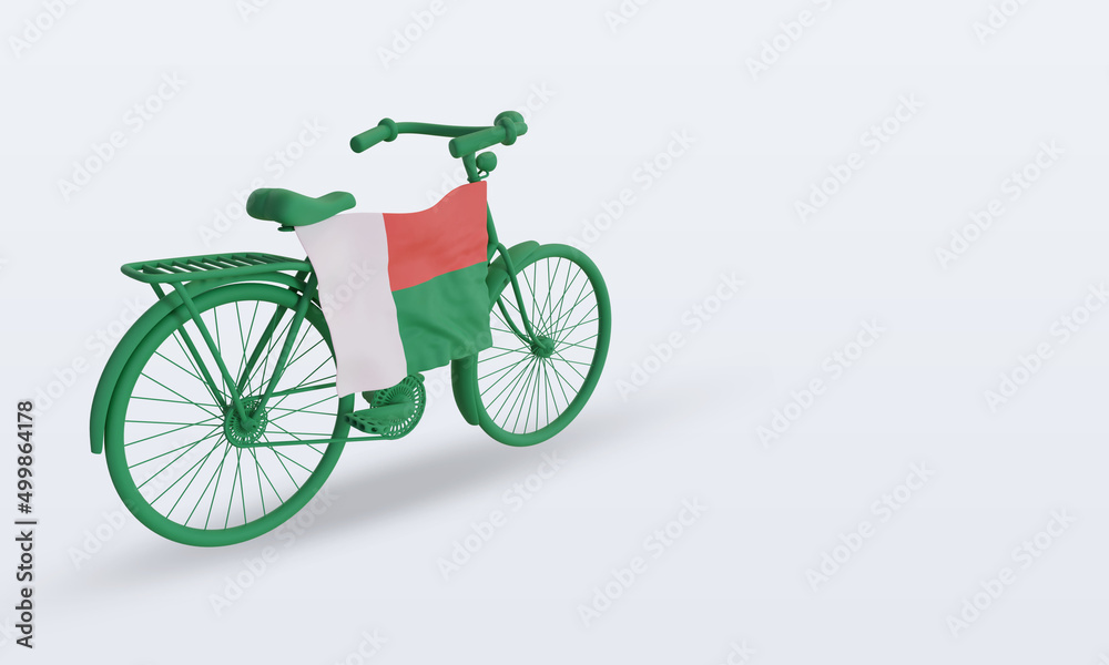 3d bycycle day Madagascar flag rendering left view