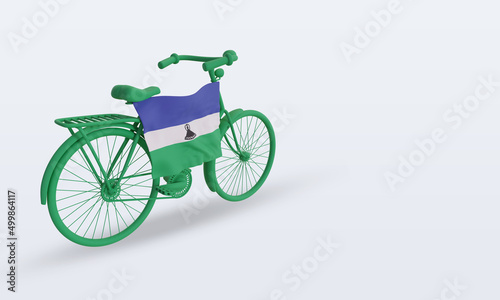 3d bycycle day Lesotho flag rendering left view