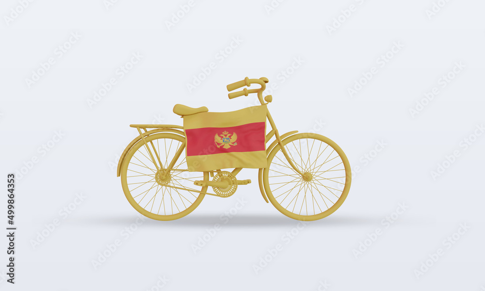3d bycycle day Montenegro flag rendering front view