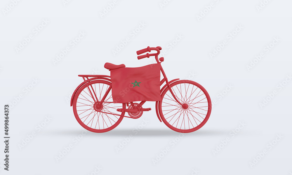 3d bycycle day Morocco flag rendering front view