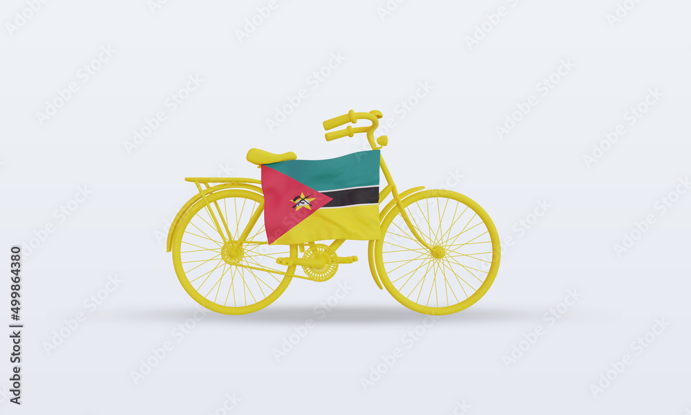 3d bycycle day Mozambique flag rendering front view 3d bycycle day Mozambique flag rendering front view