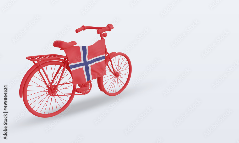 3d bycycle day Norway flag rendering left view