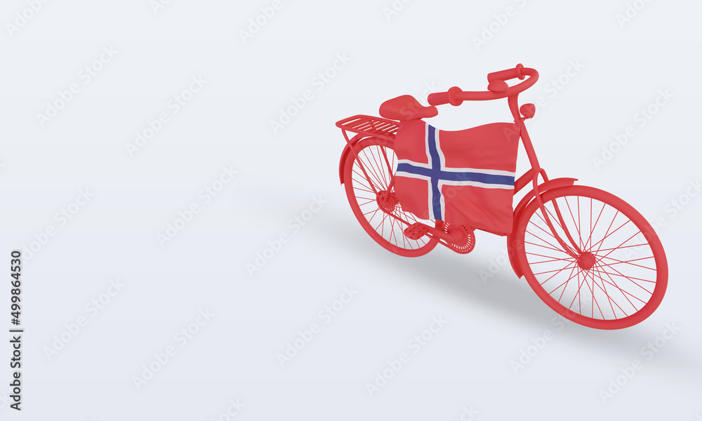 3d bycycle day Norway flag rendering right view 3d bycycle day Norway flag rendering right view