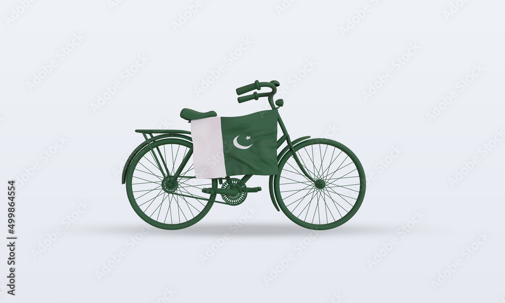 3d bycycle day Pakistan flag rendering front view 3d bycycle day Pakistan flag rendering front view