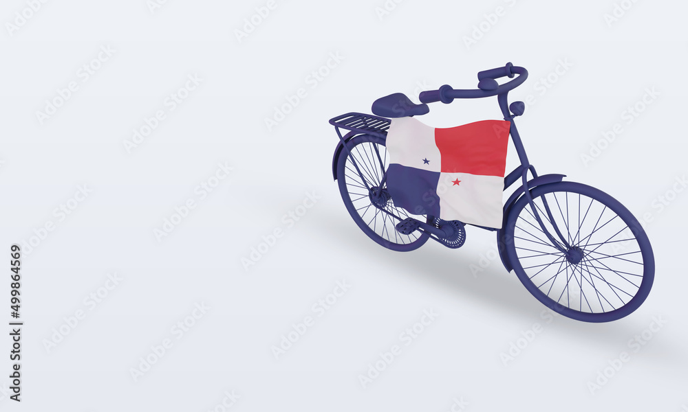 Naklejka premium 3d bycycle day Panama flag rendering right view