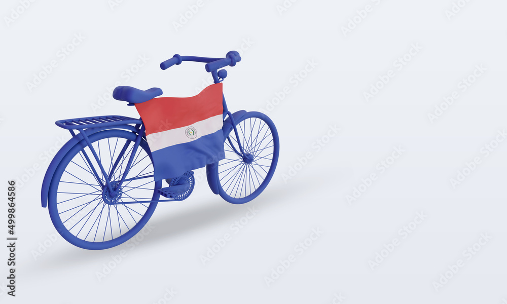 3d bycycle day Paraguay flag rendering left view