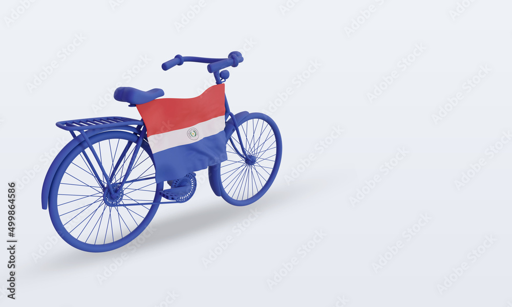 Fototapeta premium 3d bycycle day Paraguay flag rendering left view