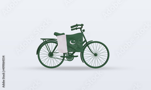 Fototapeta Naklejka Na Ścianę i Meble -  3d bycycle day Pakistan flag rendering front view
