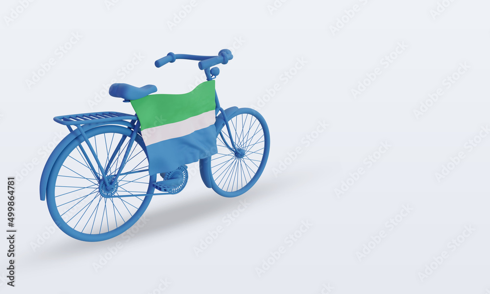 3d bycycle day Sierra Leone flag rendering left view
