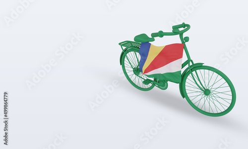 Fototapeta Naklejka Na Ścianę i Meble -  3d bycycle day Seychelles flag rendering right view