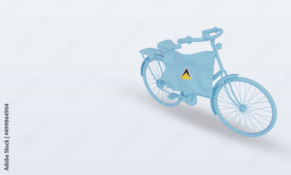 3d bycycle day St Lucia flag rendering right view