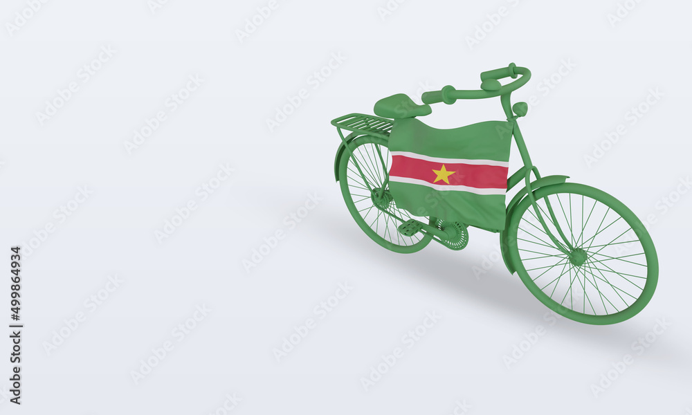 3d bycycle day Suriname flag rendering right view 3d bycycle day Suriname flag rendering right view