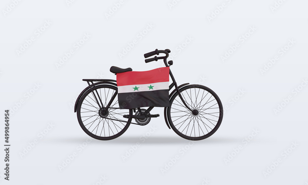 3d bycycle day Syria flag rendering front view 3d bycycle day Syria flag rendering front view