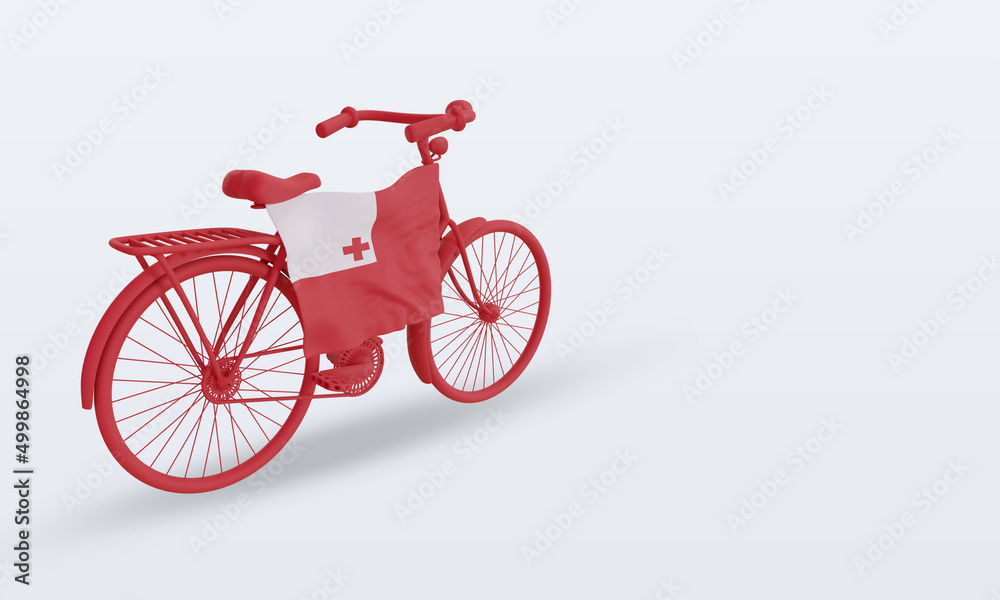 Fototapeta premium 3d bycycle day Tonga flag rendering left view