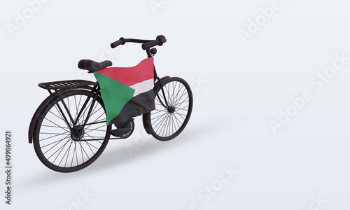 3d bycycle day Sudan flag rendering left view