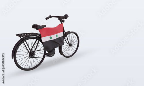 3d bycycle day Syria flag rendering left view