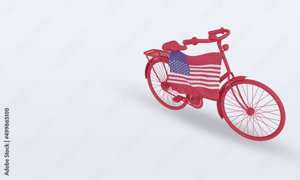 Fototapeta premium 3d bycycle day America flag rendering right view
