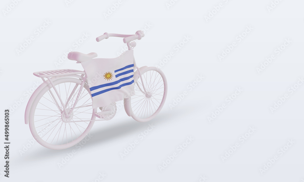 Fototapeta premium 3d bycycle day Uruguay flag rendering left view