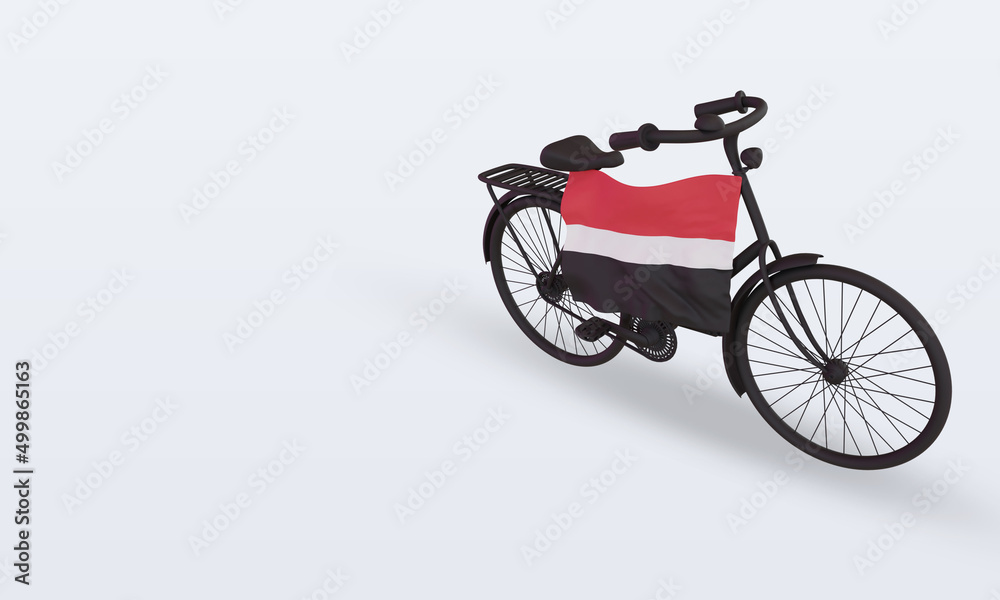 3d bycycle day Yemen flag rendering right view 3d bycycle day Yemen flag rendering right view