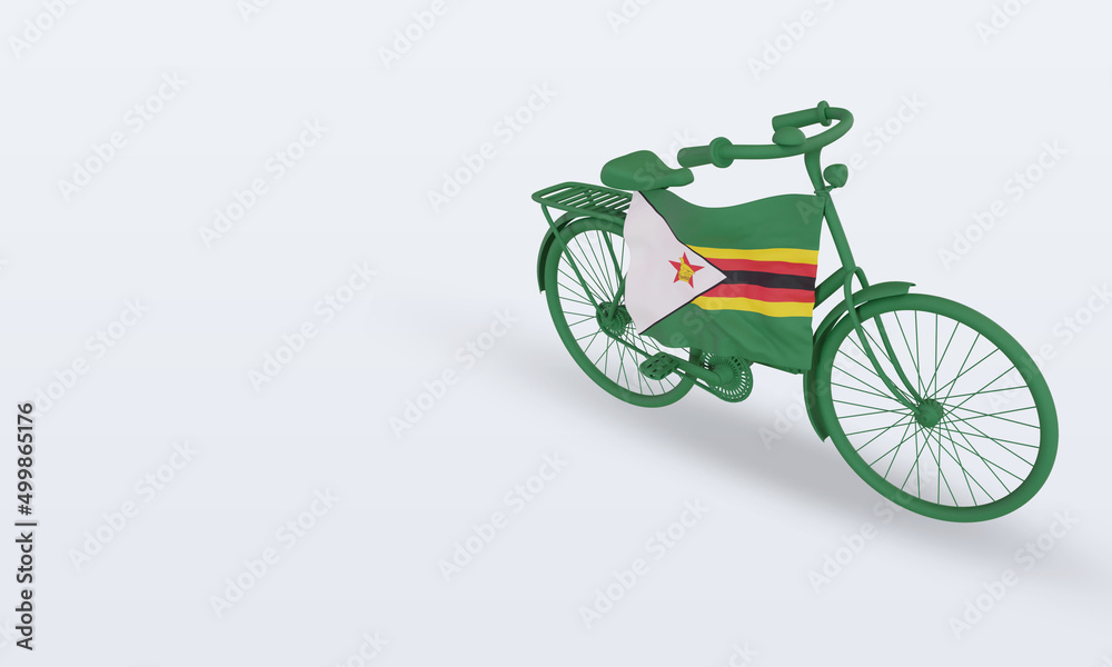 3d bycycle day Zimbabwe flag rendering right view 3d bycycle day Zimbabwe flag rendering right view